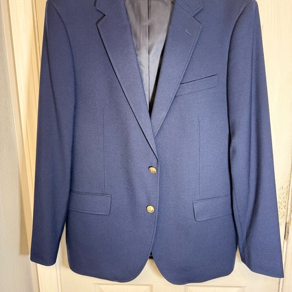 J.CREW THOMPSON UNIVERSITY.  Mens Blazer Navy Blue 2-Button Gold Buttons 44R - Picture 6 of 10